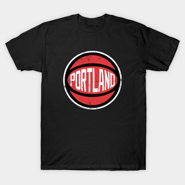 Portland Retro Ball - Black T-Shirt by KFig21